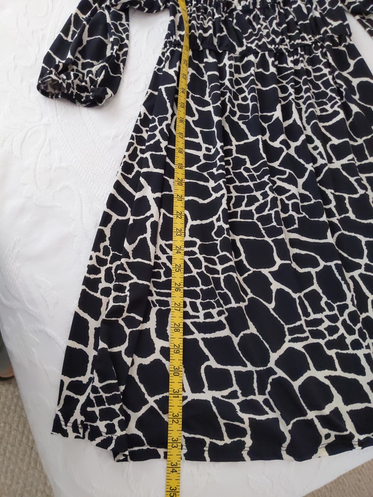 DRESS Black white short stretch, Catch My I brand, Animal Print, Size Small