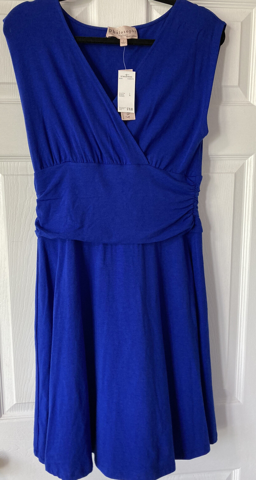 Philosophy Republic New Blue Casual Dress L -New With Tag Original Price $78