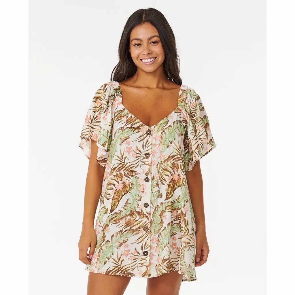 RIP CURL Women’s La Quinta Dress NWT Size medium Beach Sundress Hawaiian Flowers