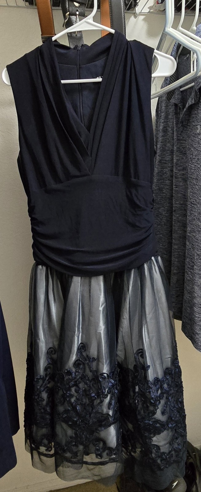 SLNY Women’s Navy Embellished Cocktail Party Dress Size 14