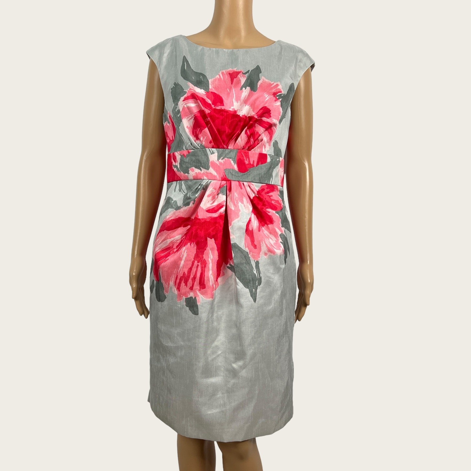 SD Collection Size 6 Silver Gray Pink Floral Print Sheath Party Cocktail Dress