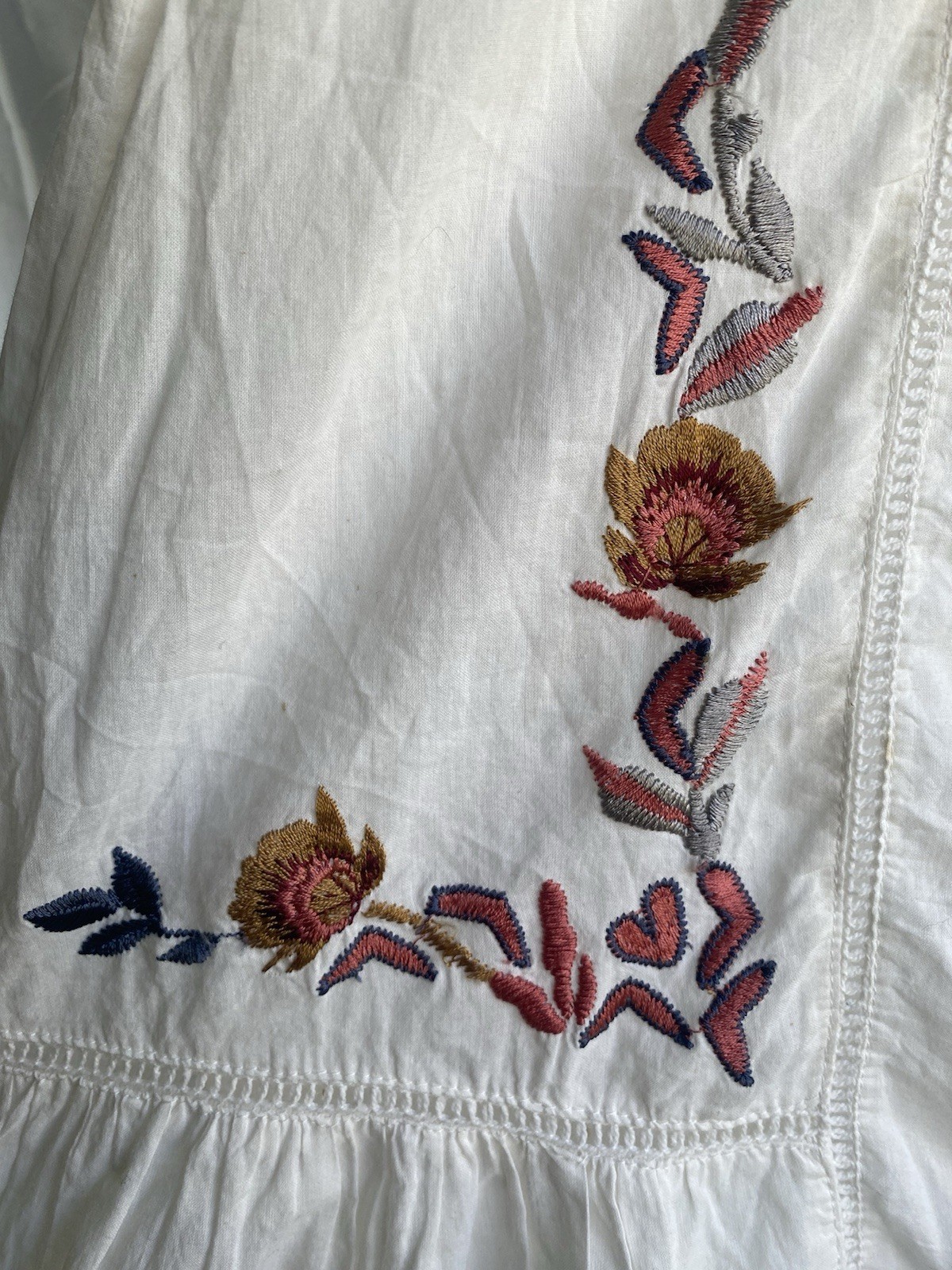 Free People Pavlo mini dress boho Victorian prairie ranch cowgirl embroidered M
