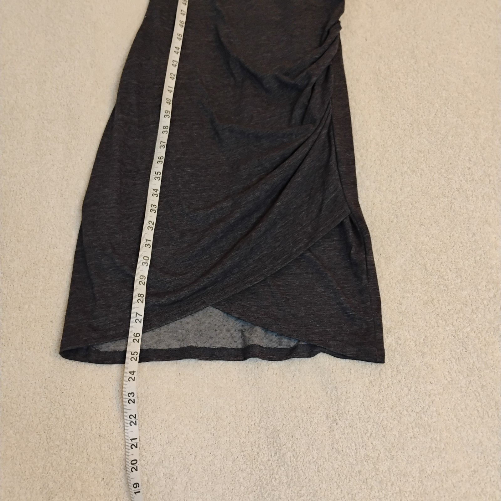 Casual Dark Gray Ruching Dress MIDI Knee Length Size Sporty Minimalist Comfy Med