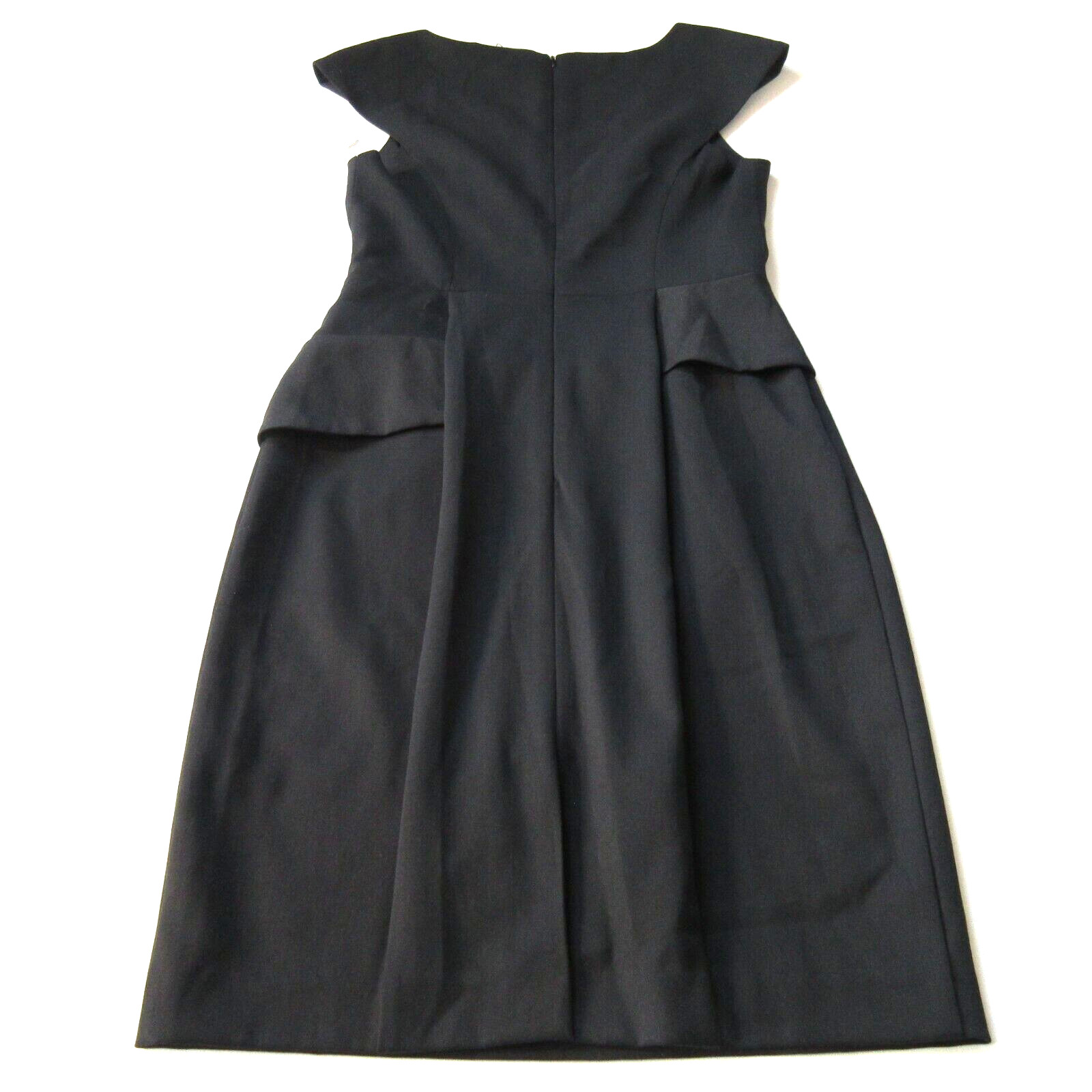 NWT Black Halo Dame in Black Peplum Side V-neck Tailored Stretch Sheath Dress 6