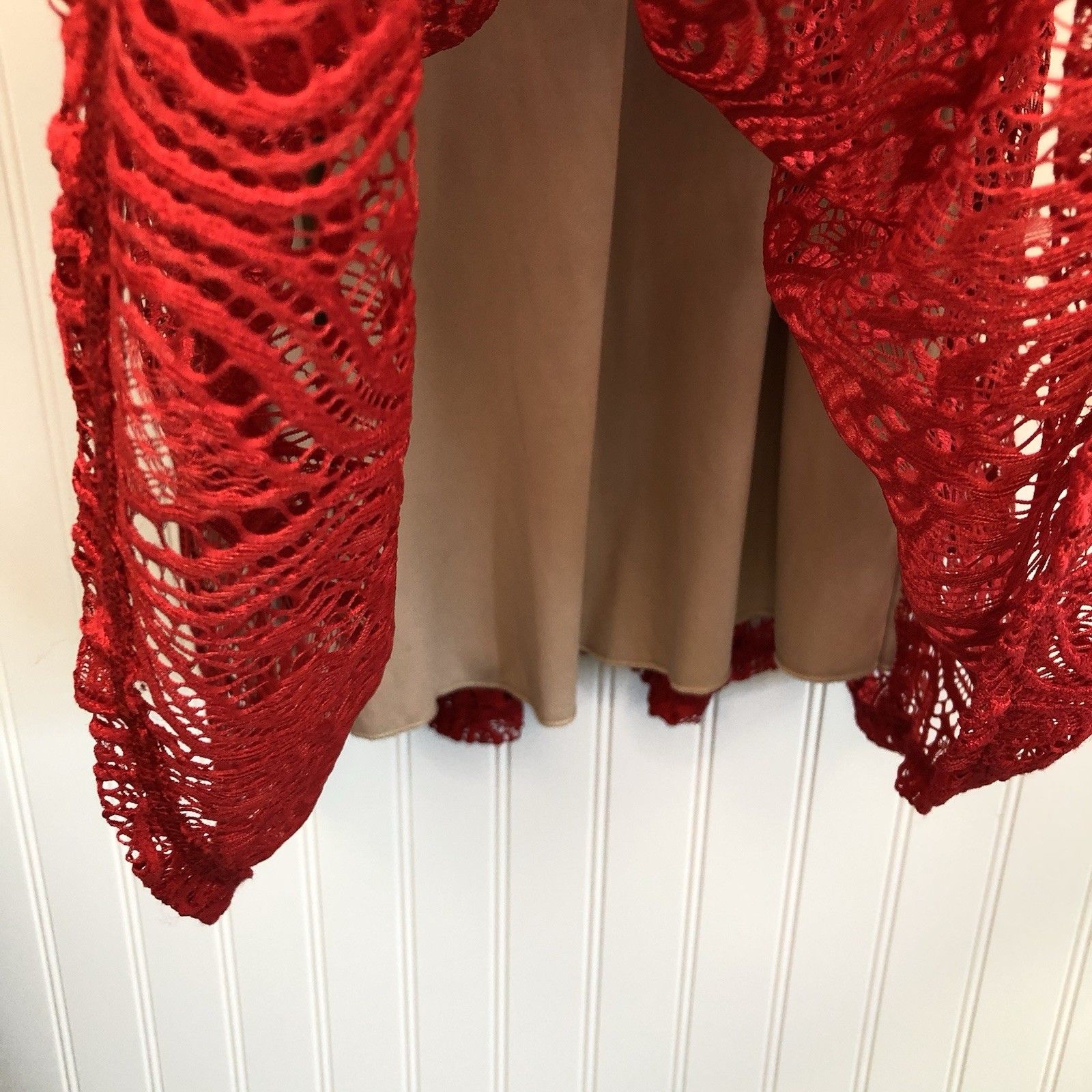 Speechless Red Lace Fit & Flare Lined Zip Round Neck Short Dress XS
