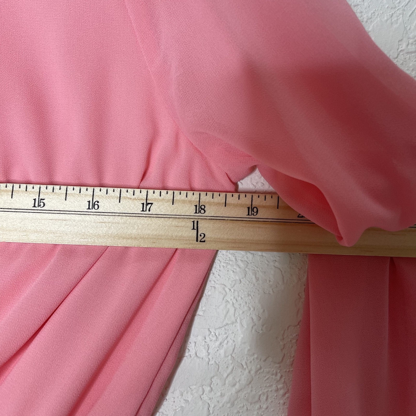 Miss Avenue Pink Maxi Dress Long Sleeve Tie Waist Flowy Lined Large Slit