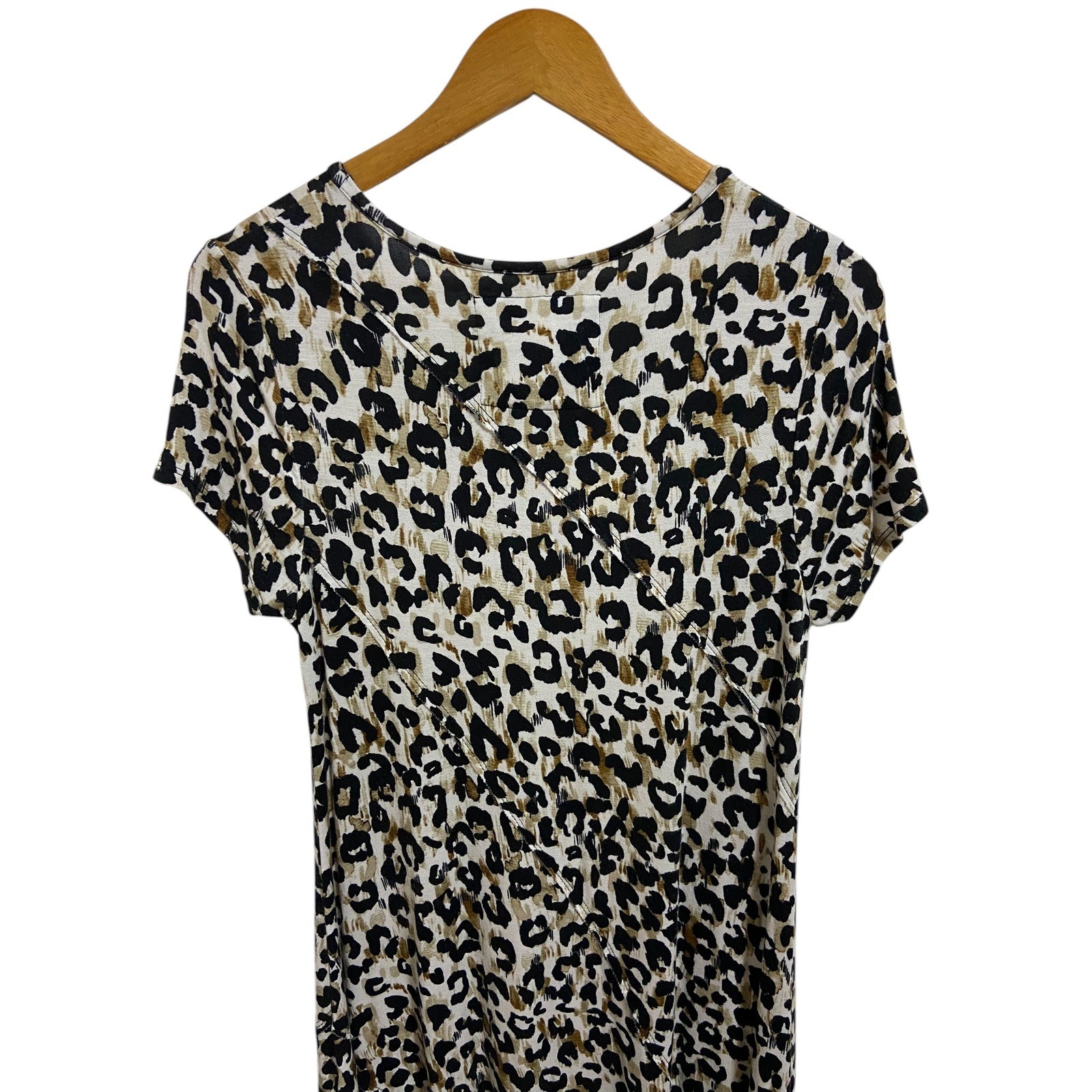 Westbound Leopard Print Handkerchief Hem Midi Dress Boho Safari Edgy Western M