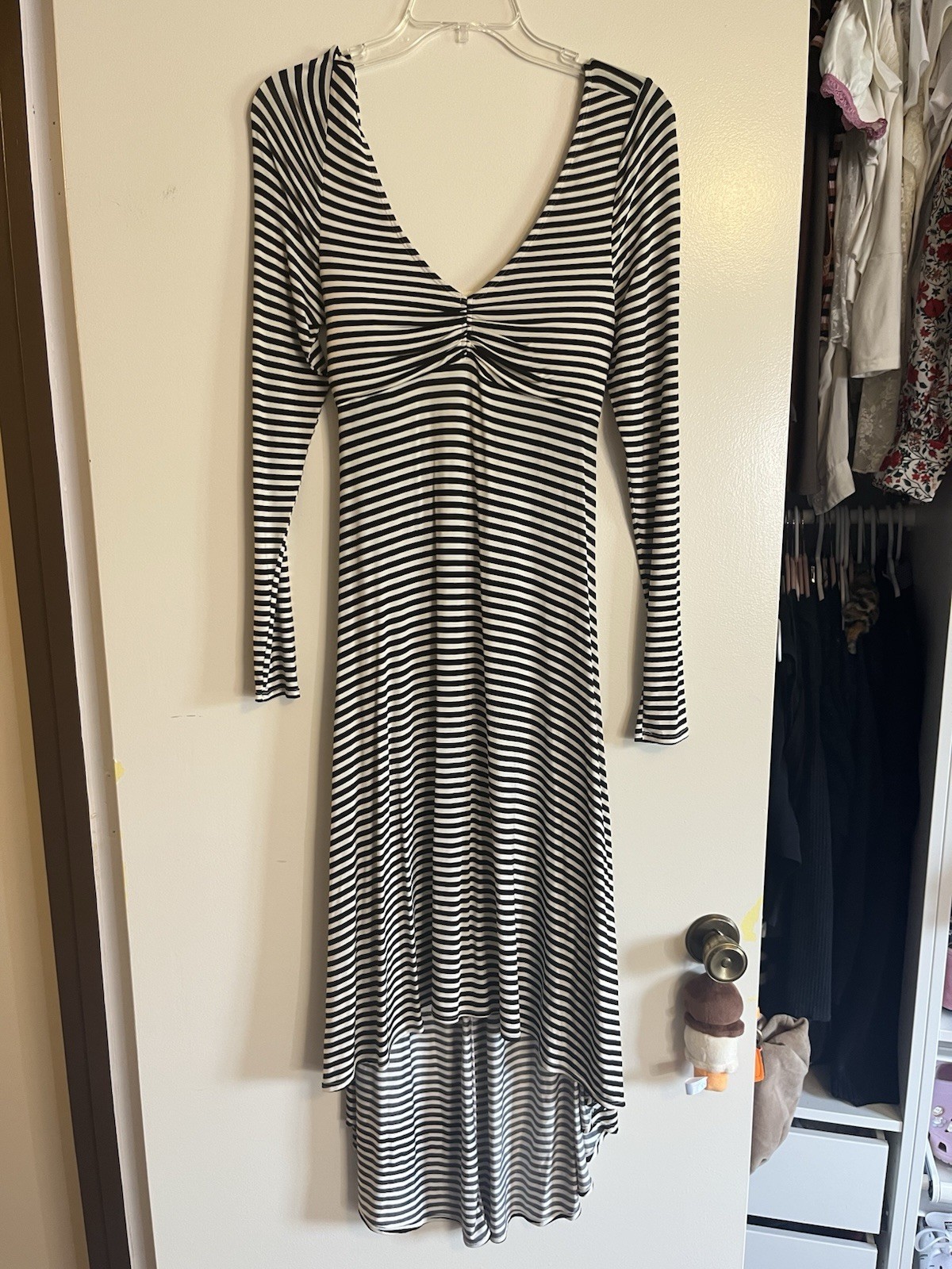 Tracy Reese runway ready black and white stripe dress in size M