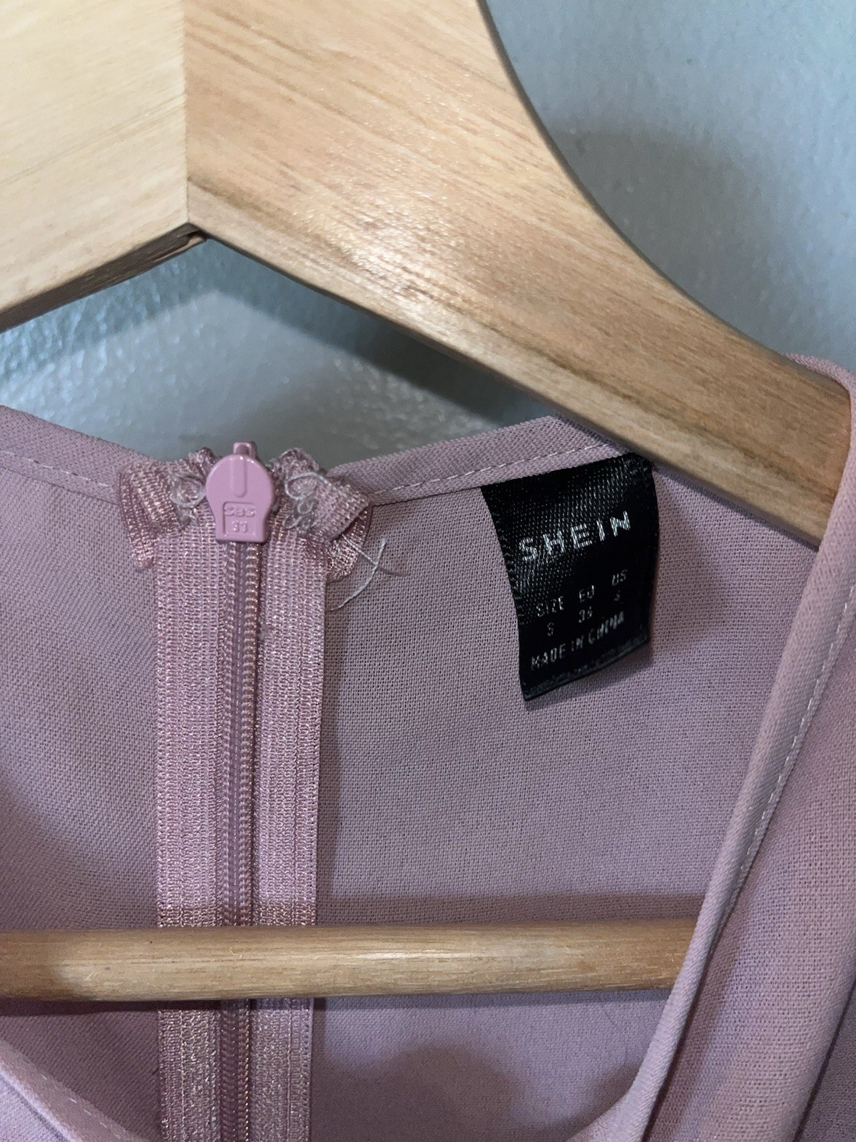 SHEIN Pink Solid Knit A-Line Midi Dress Crew Neck Short Sleeve Zip Back S