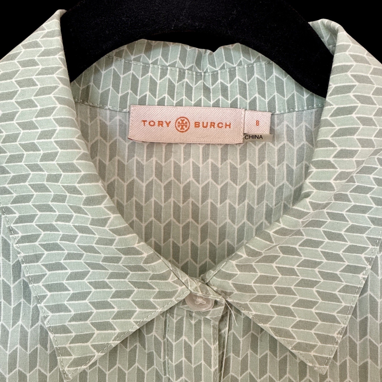 Tory Burch Green Emmy Shore Sarno Pleated Cotton Shirtdress Women’s Size 8