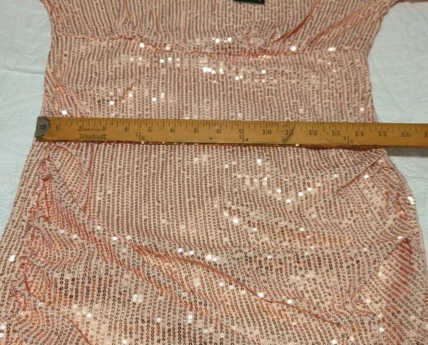 KANCY KOLE Sequin Dress VNeck Puff Long Sleeve Side Ruched Bodycom Jr Miss L NWT