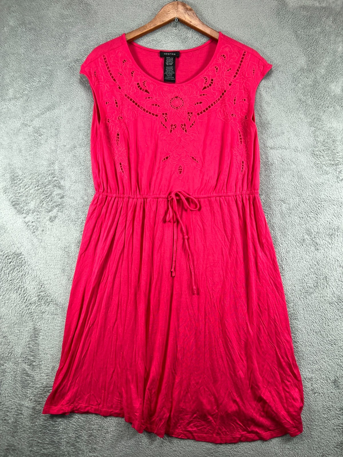 Spense Dress Womens Large Pink Knit Tie Waist Sleeveless Casual Ladies