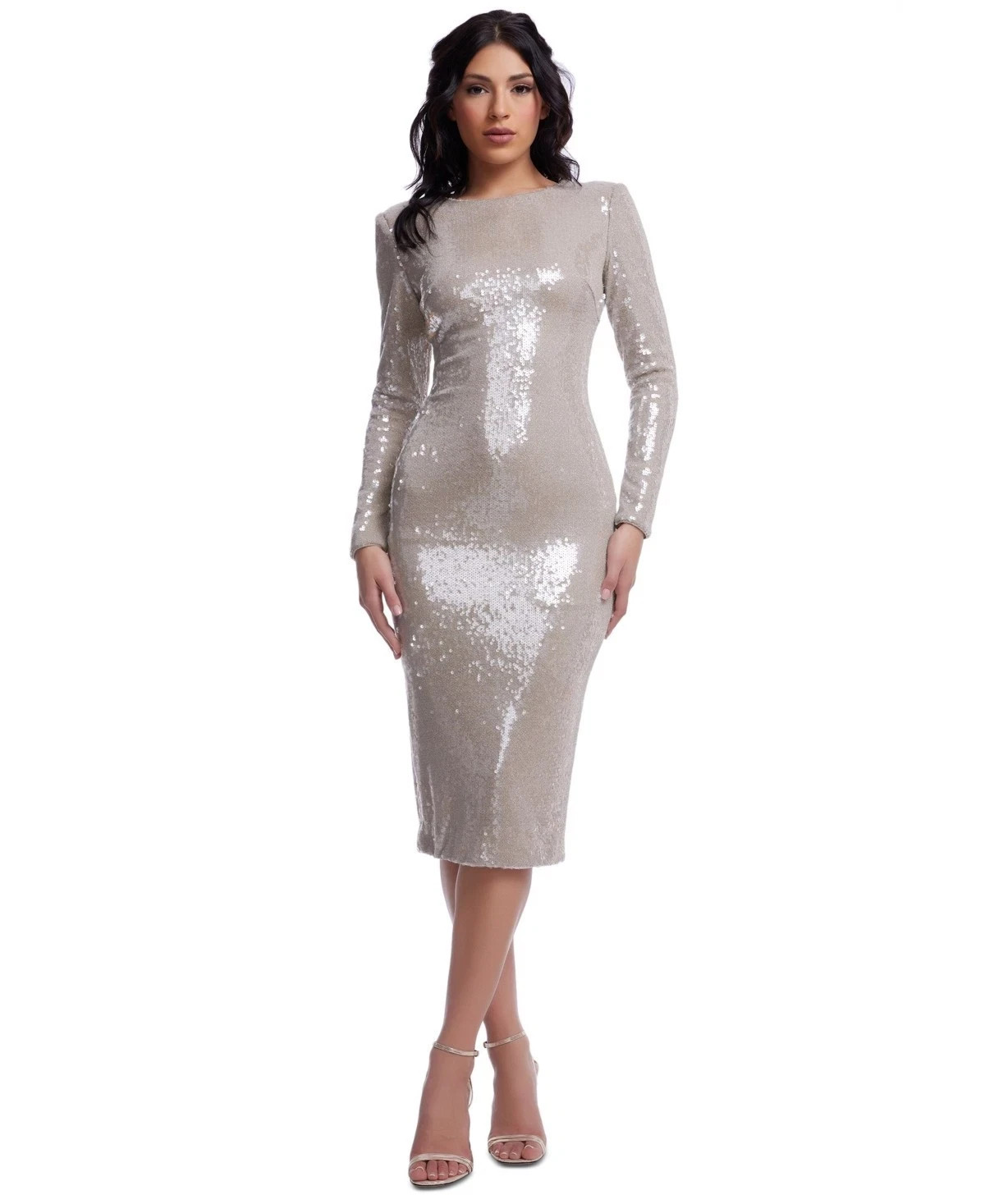 Dress the Population Women’s Emmalyn Sequin Midi Dress – Dark Pearl – S