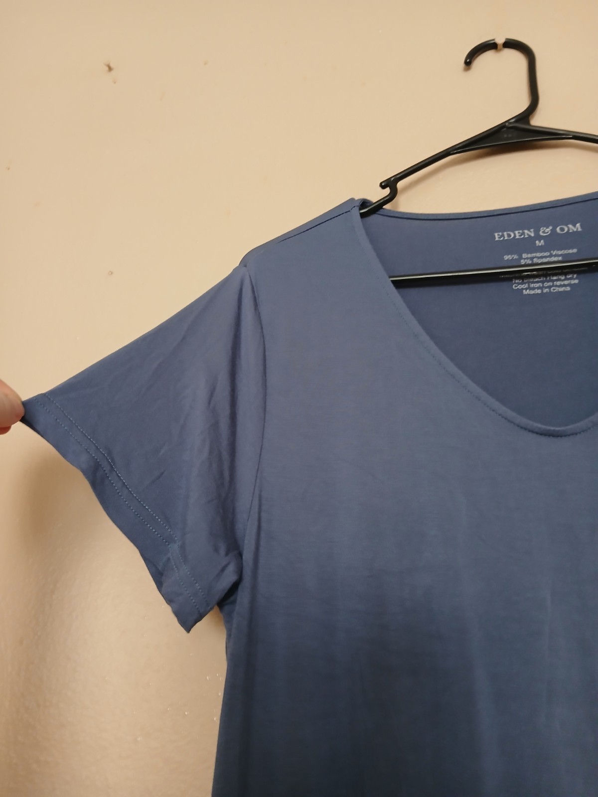 Eden Om Dress Medium Bamboo Shirt Comfort Stretch Casusl Pockets Blue V Neck