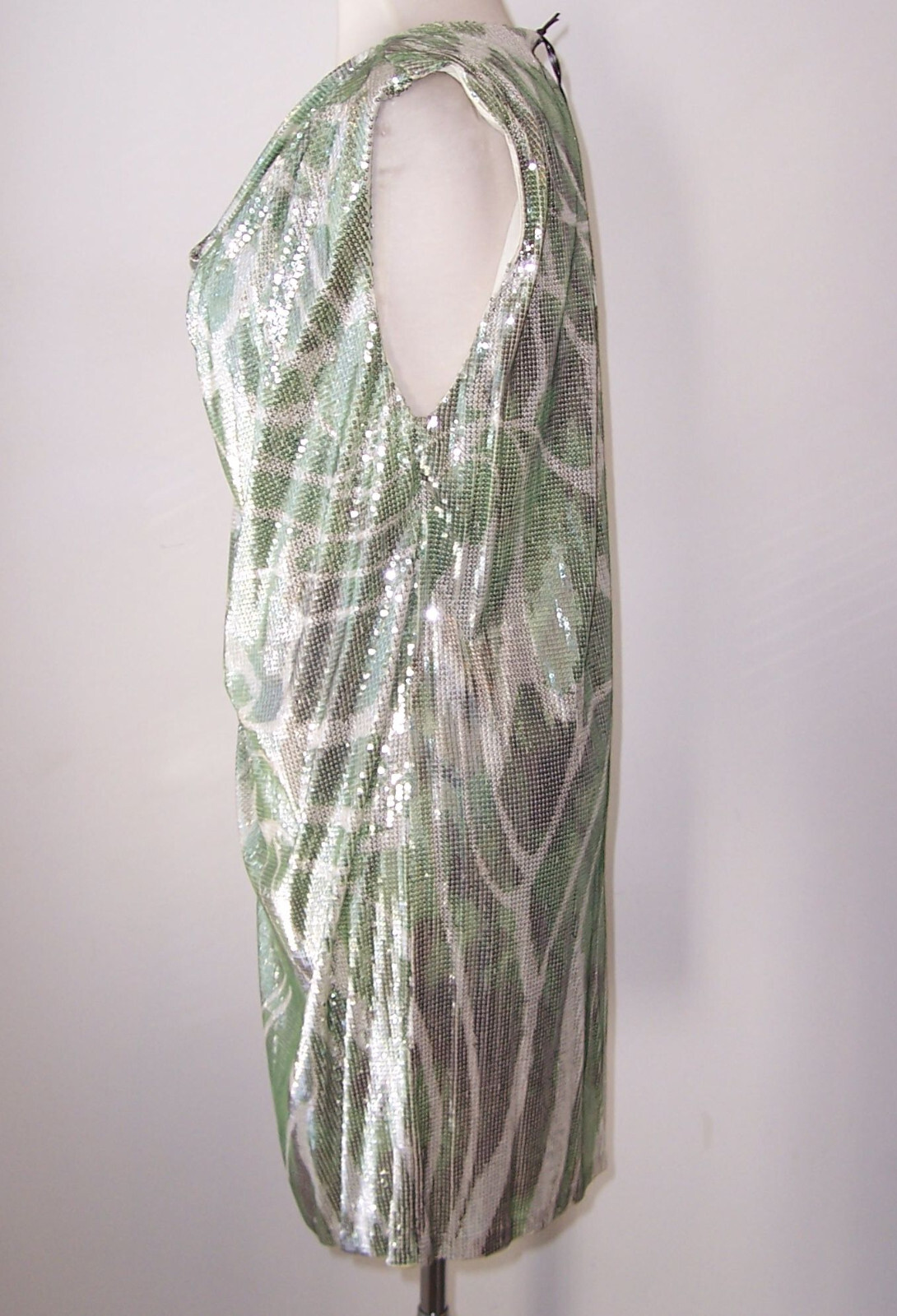 ROBERTO CAVALLI Green Silver Snake Print Sequin Embellished Dress 44 8