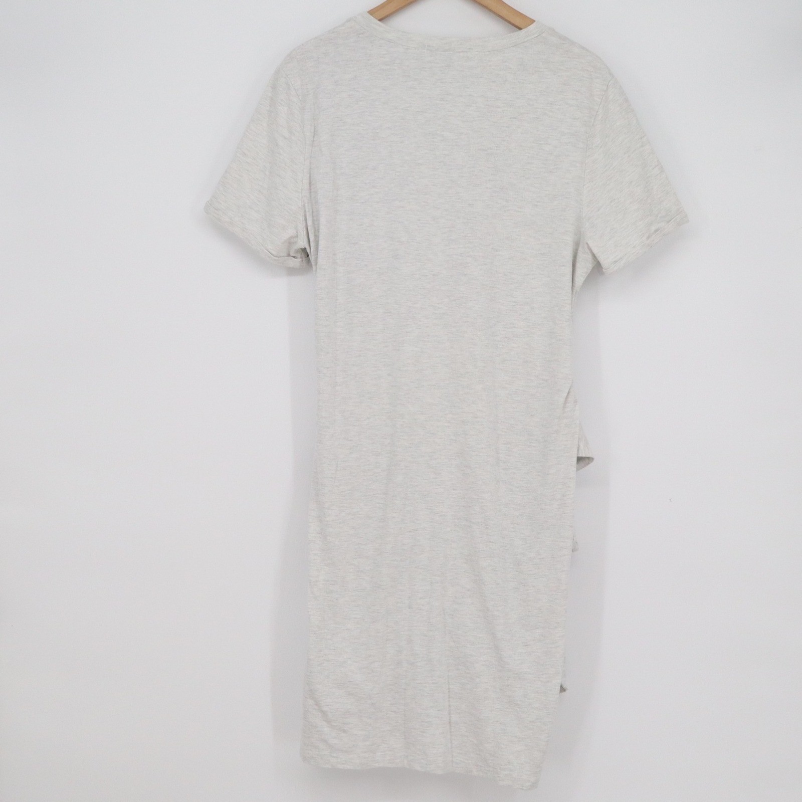 Fashion Womens XL Heather Gray Side Tie Knot T-Shirt Dress Short Sleeve Mini