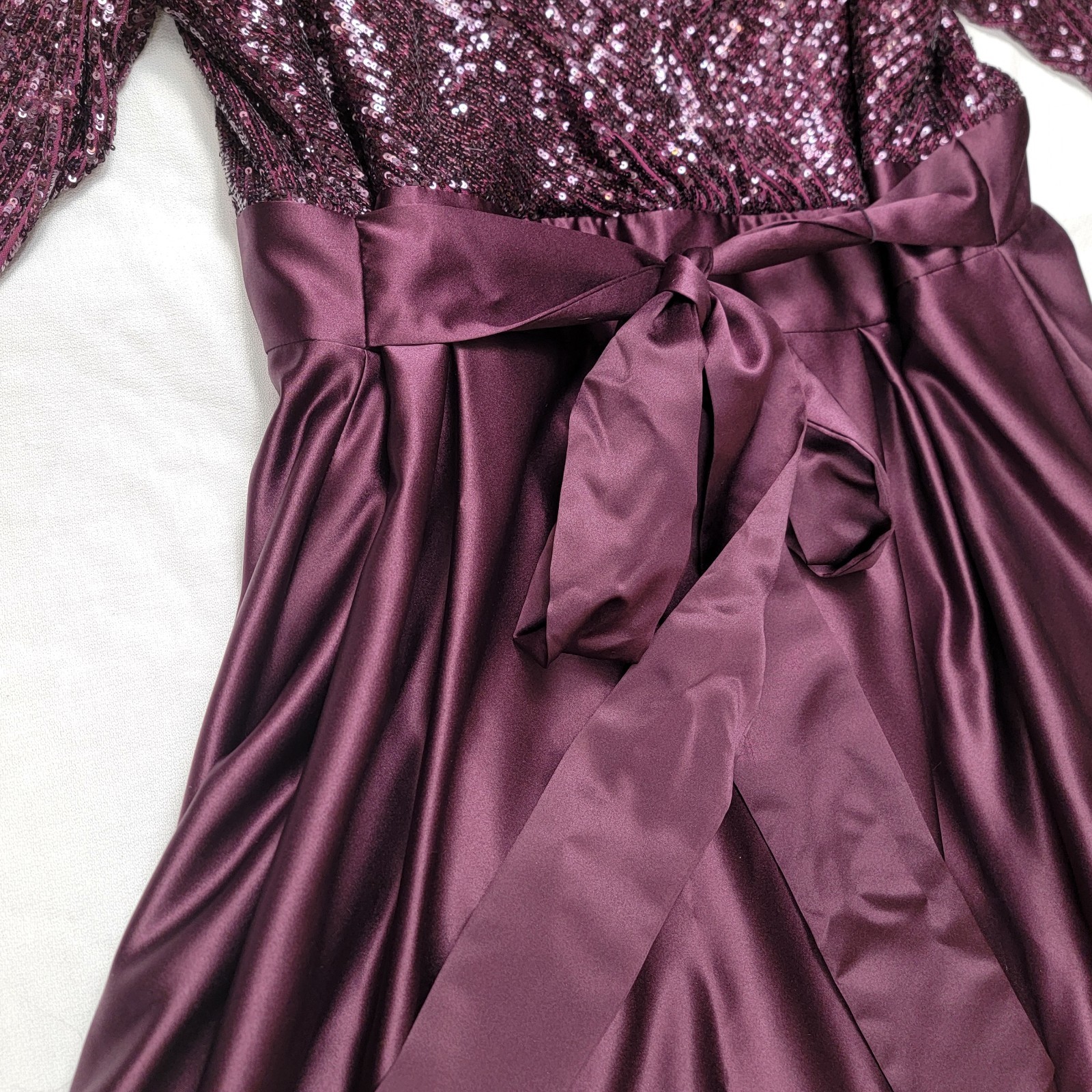 Plus Size 22W Purple Sequin Evening Gown Formal Maxi Dress V-Neck Elegant