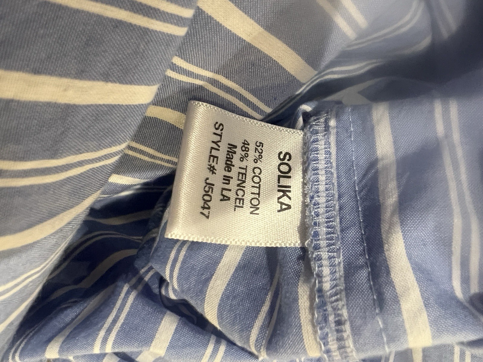 SOLIKA BLUE STRIPE SHIRT DRESS LONG SLEEVE POPLIN MODEST MIDI OVERSIZED S OR M