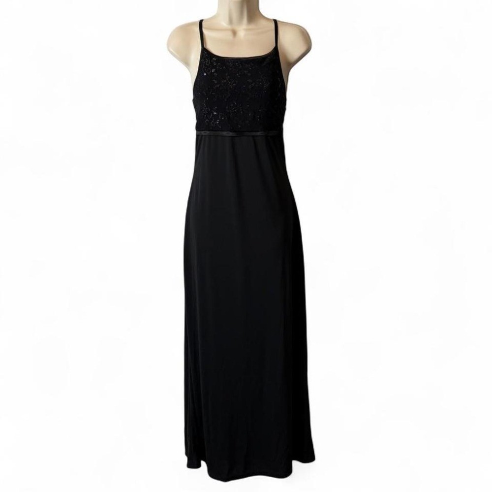 Vintage 90s Byer Too! Black Embroidered/Glitter Gown, Women’s Size S