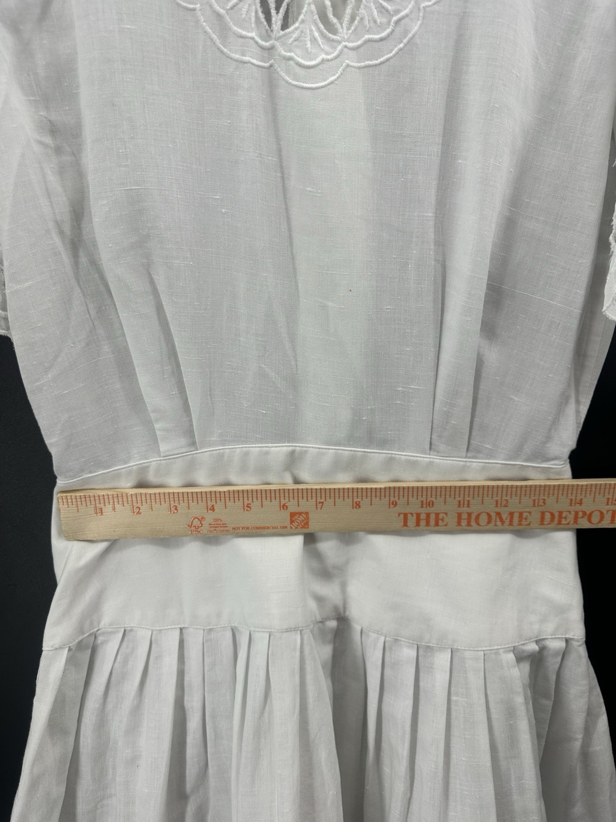 VTG Connection Linen Batterberg Lace Dress 10 Cottagecore Prairie Romantic HH21