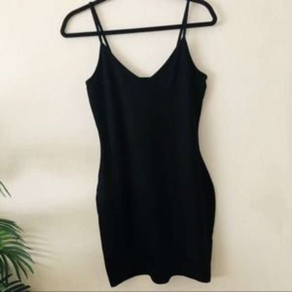 Rebecca Stella Black Bodycon Mini Dress Spaghetti Strap Size S
