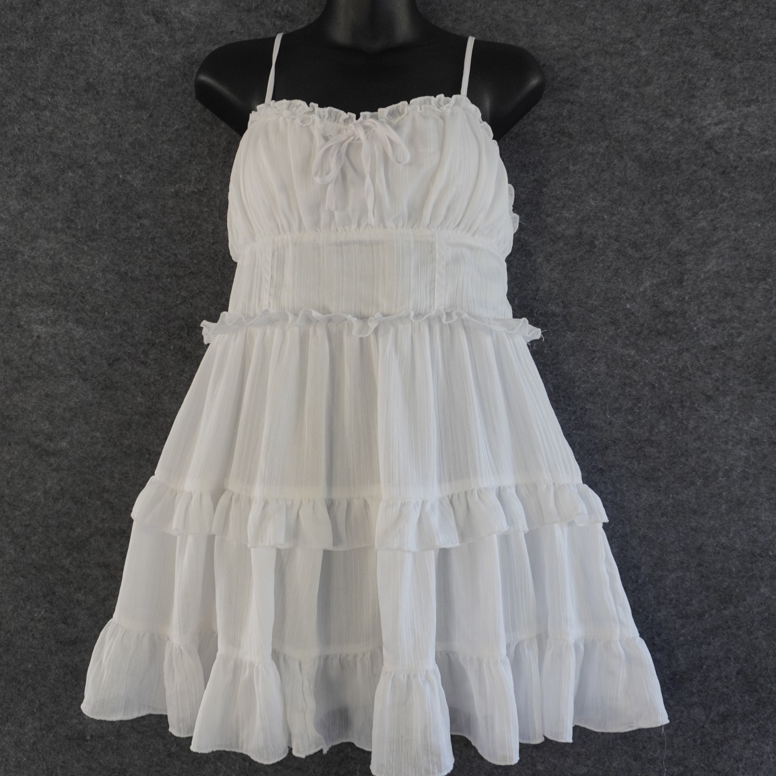 Wild Fable White Tiered Ruffle Mini Sundress M Medium Recycled Polyester Smocked