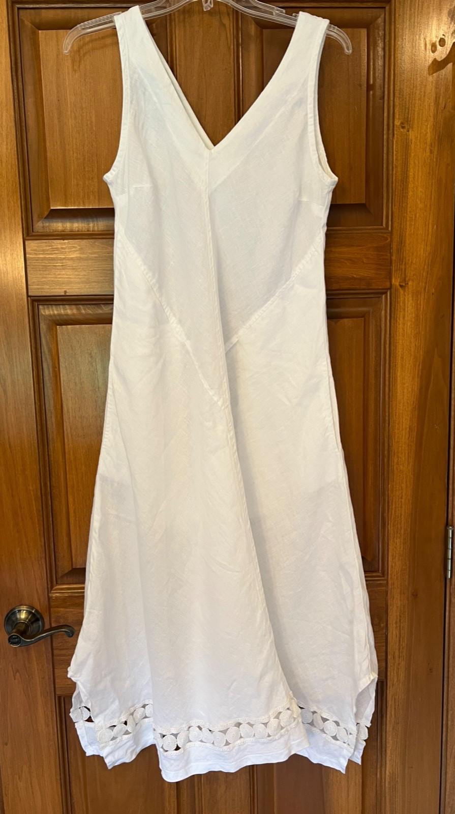 Haris Cotton 100% Linen White Sleeveless Dress Made in Greece EUC Small
