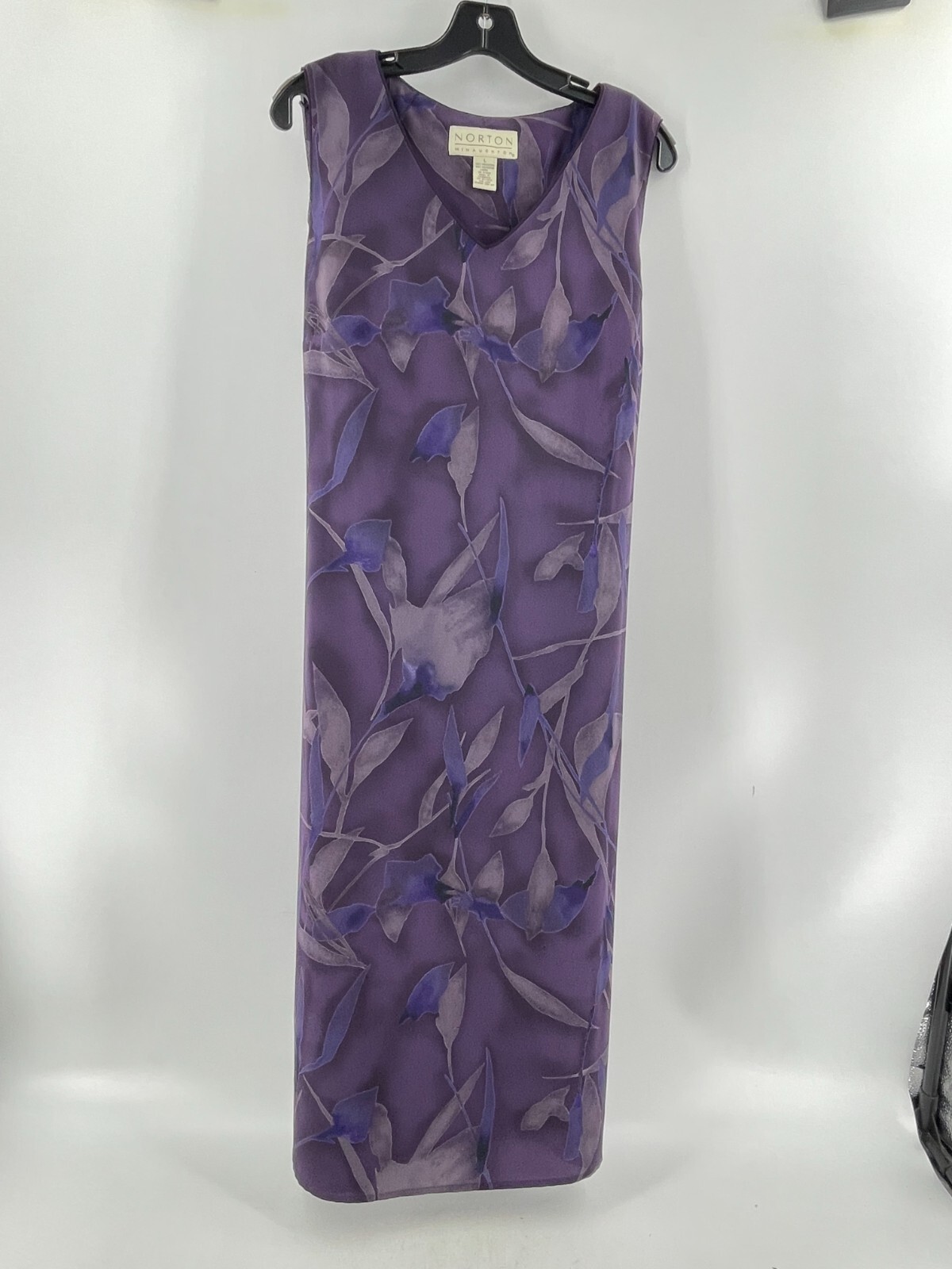 Norton McNaughton Purple Floral Sleeveless Maxi Dress Back Tie Size Large