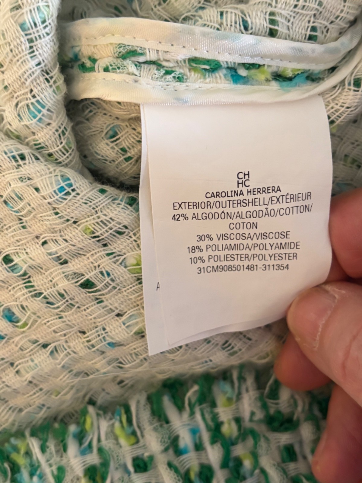 Authentic Carolina Herrera CH Green Tweed Dress – Made in Spain Size 6
