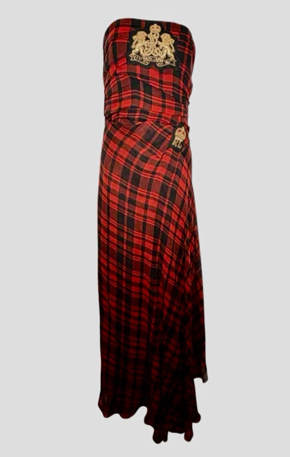Ralph Lauren Purple Label Collection Holidays 2022 Plaid Silk Dress Gown US6 NWT
