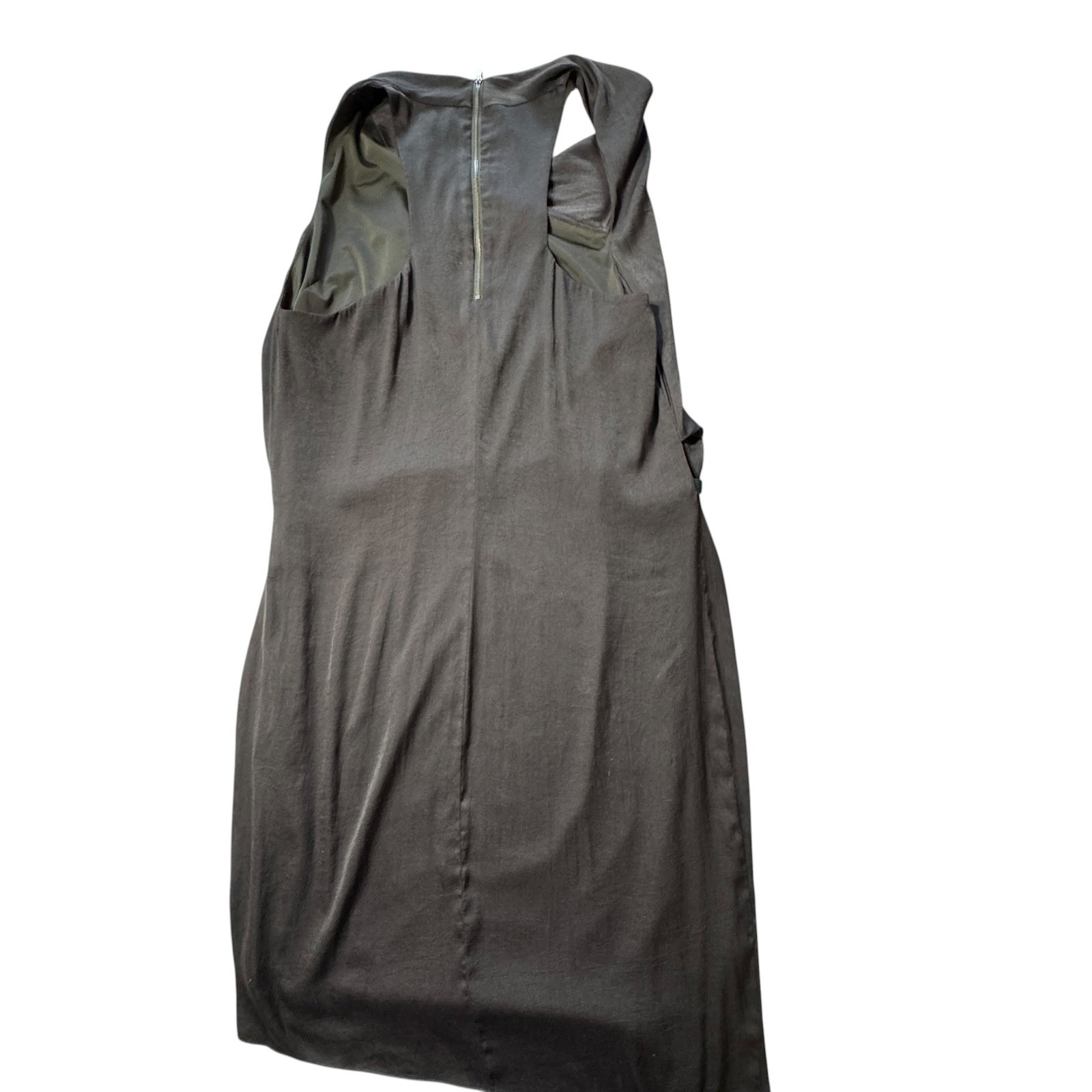Helmut Lang Draped Cocktail Dress Womens 8 Grey Excellent Asymmetrical Belted
