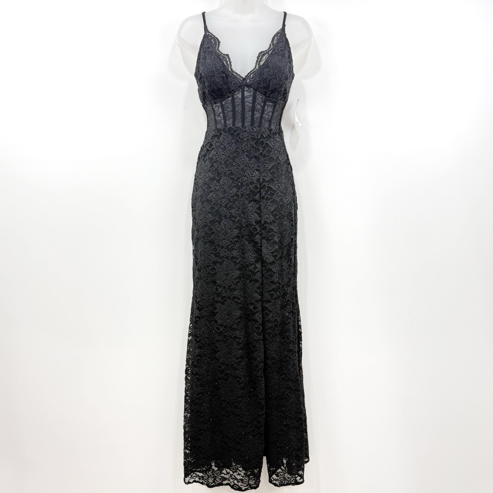 Morgan & Co Corset Lace Dress 0 Bodice Babydoll Whimsigoth Witchy Prom HOCO Sexy