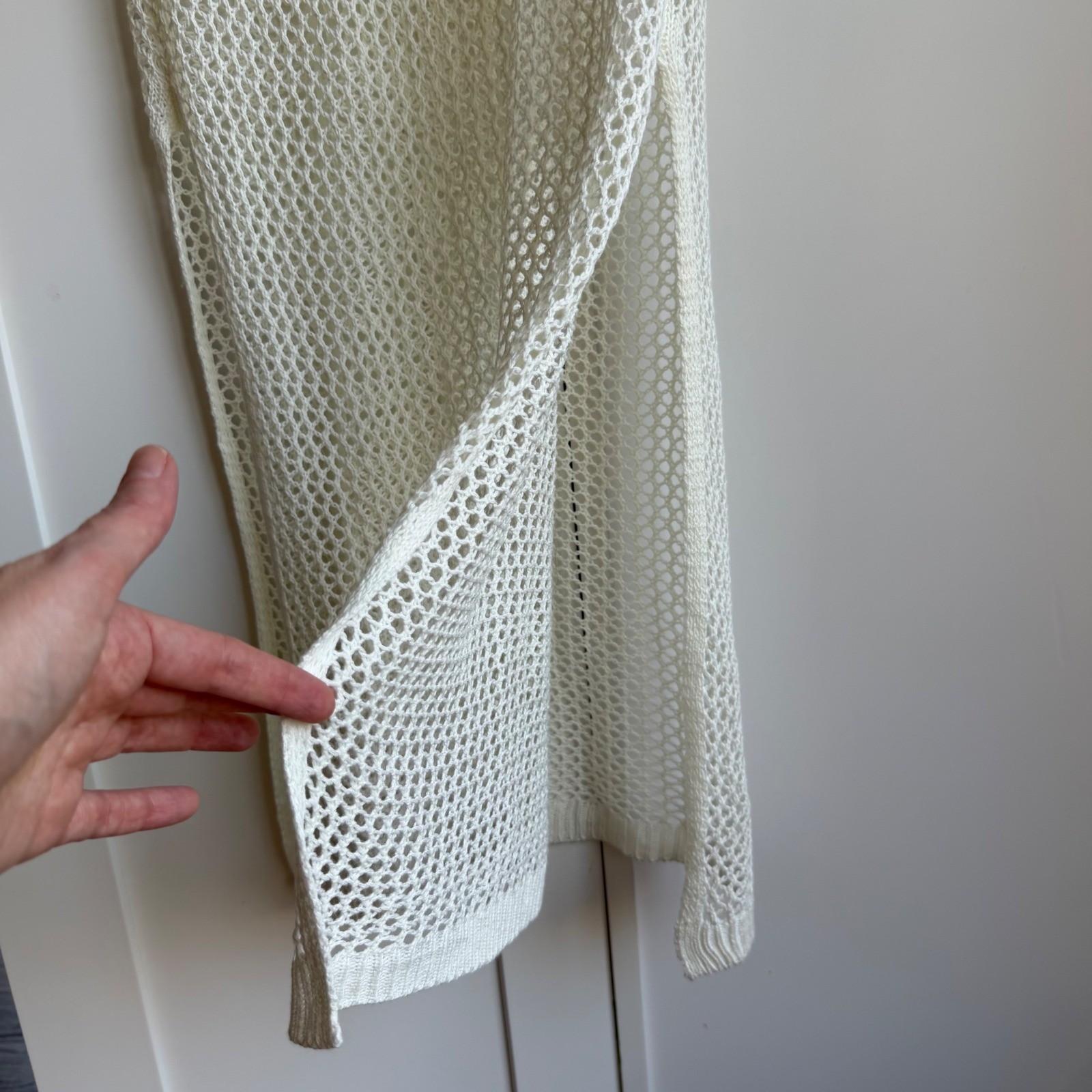 Open Back Crochet Maxi Dress Womens S Ivory Boho Sleeveless Beachwear Resort