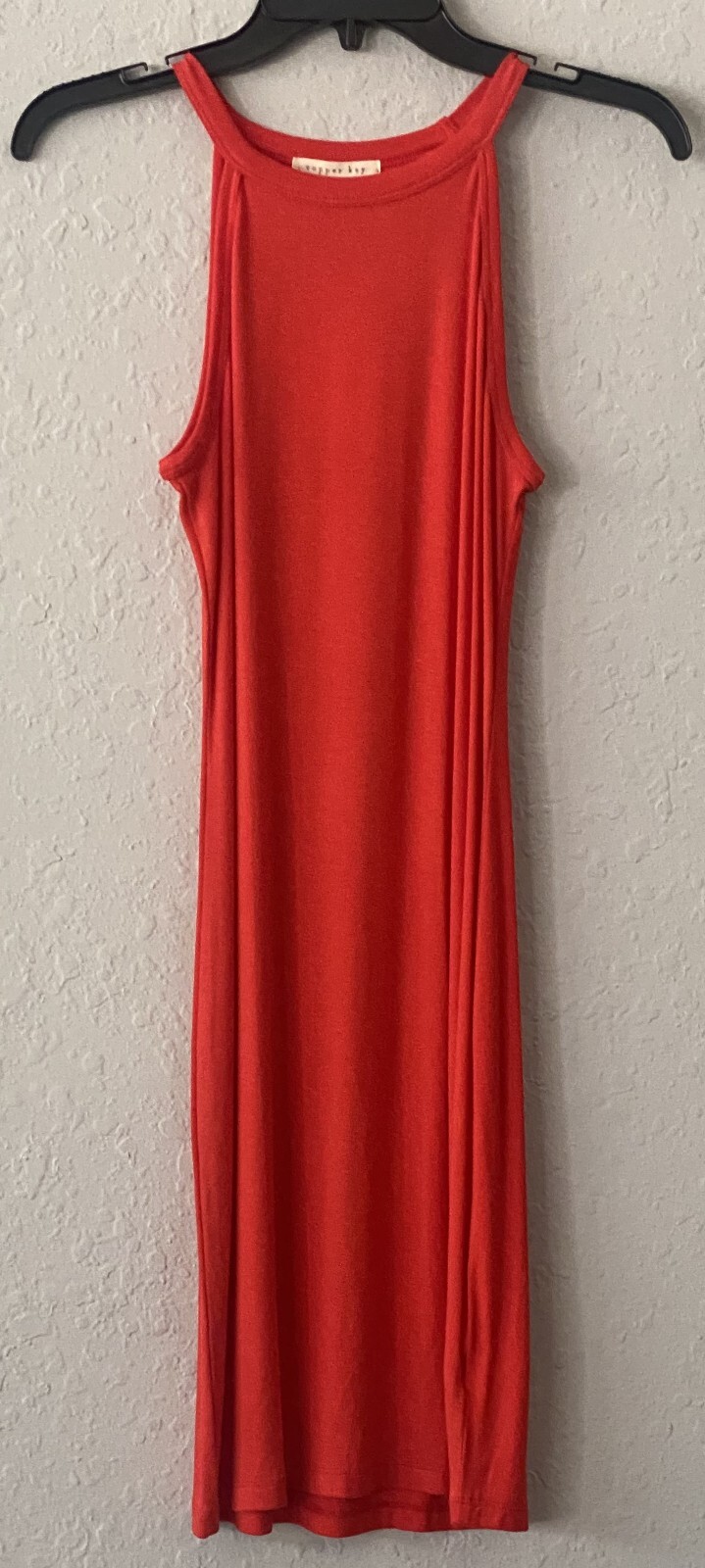 COPPER KEY JUNIORS ORANGE (BURNT) SOFT TANK DRESS SIZE M 95% Rayon – 5% Spanex