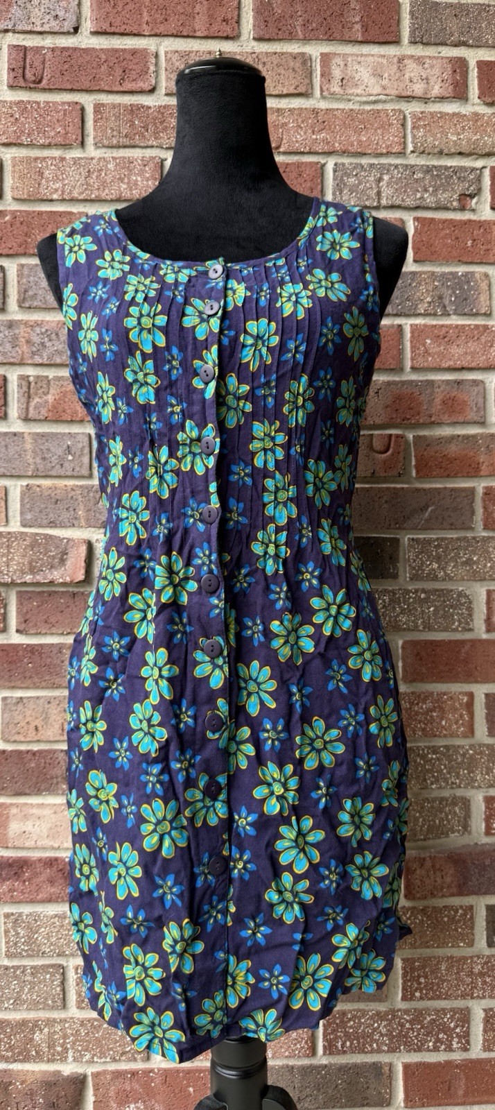 Vtg Fashion Bug Y2K Floral Dress Womens Sz M 90s Blue