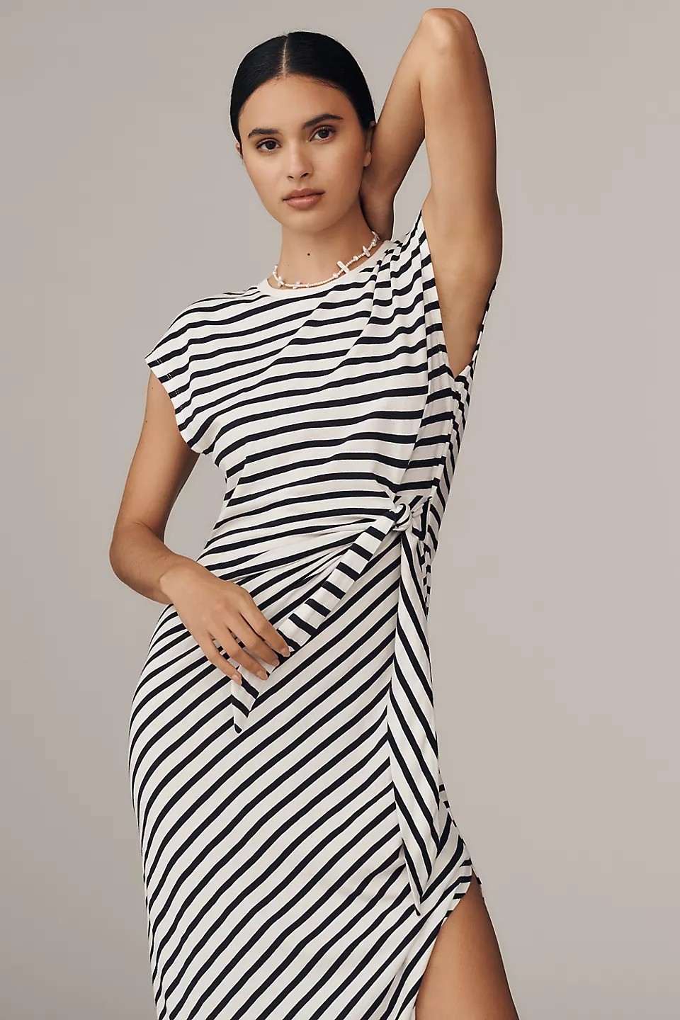 By Anthropologie Daily Practice Tiebreaker Muscle-Sleeve Midi Dress S New 281530