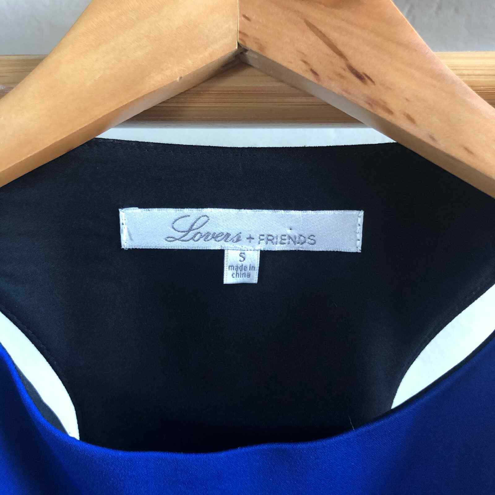 Revolve Lovers + Friends Black & Cobalt Blue Halter Dress
