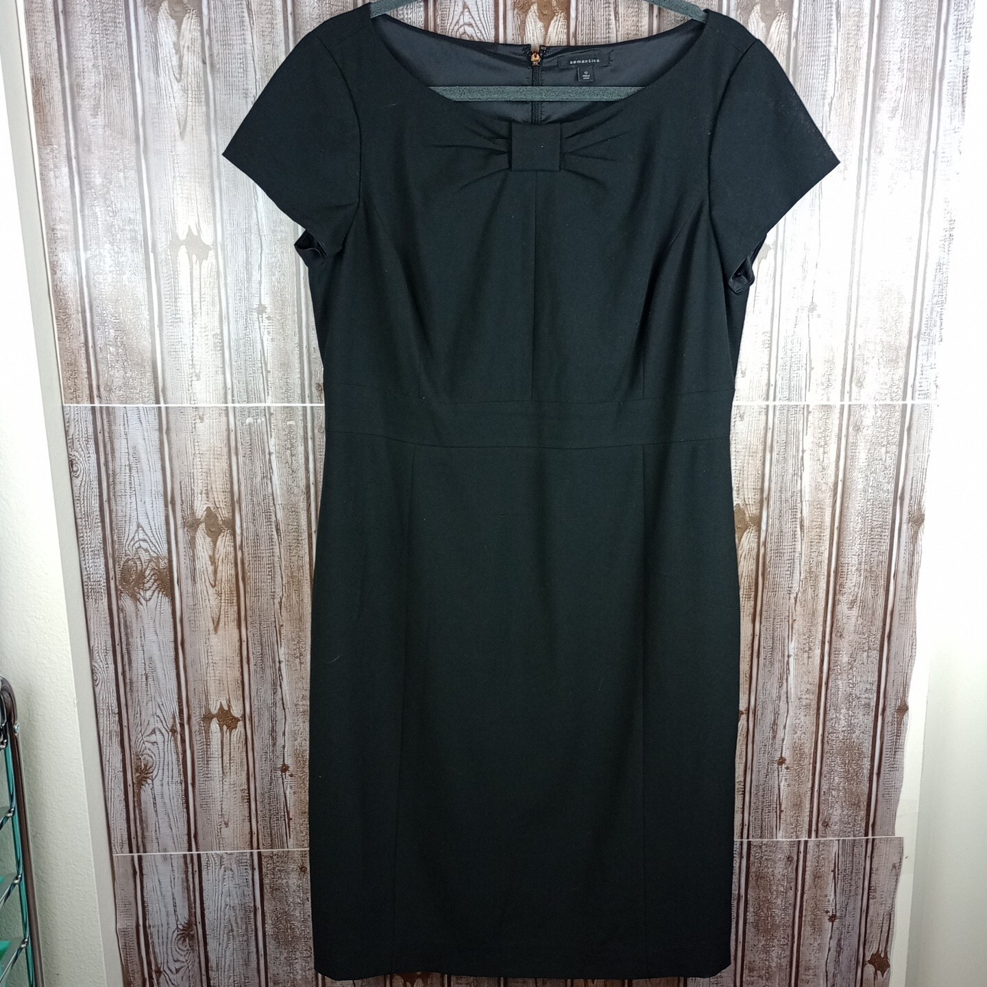 Semantiks Black Boat Neck Short Sleeve Ponte Knit Career Professional Dress 12