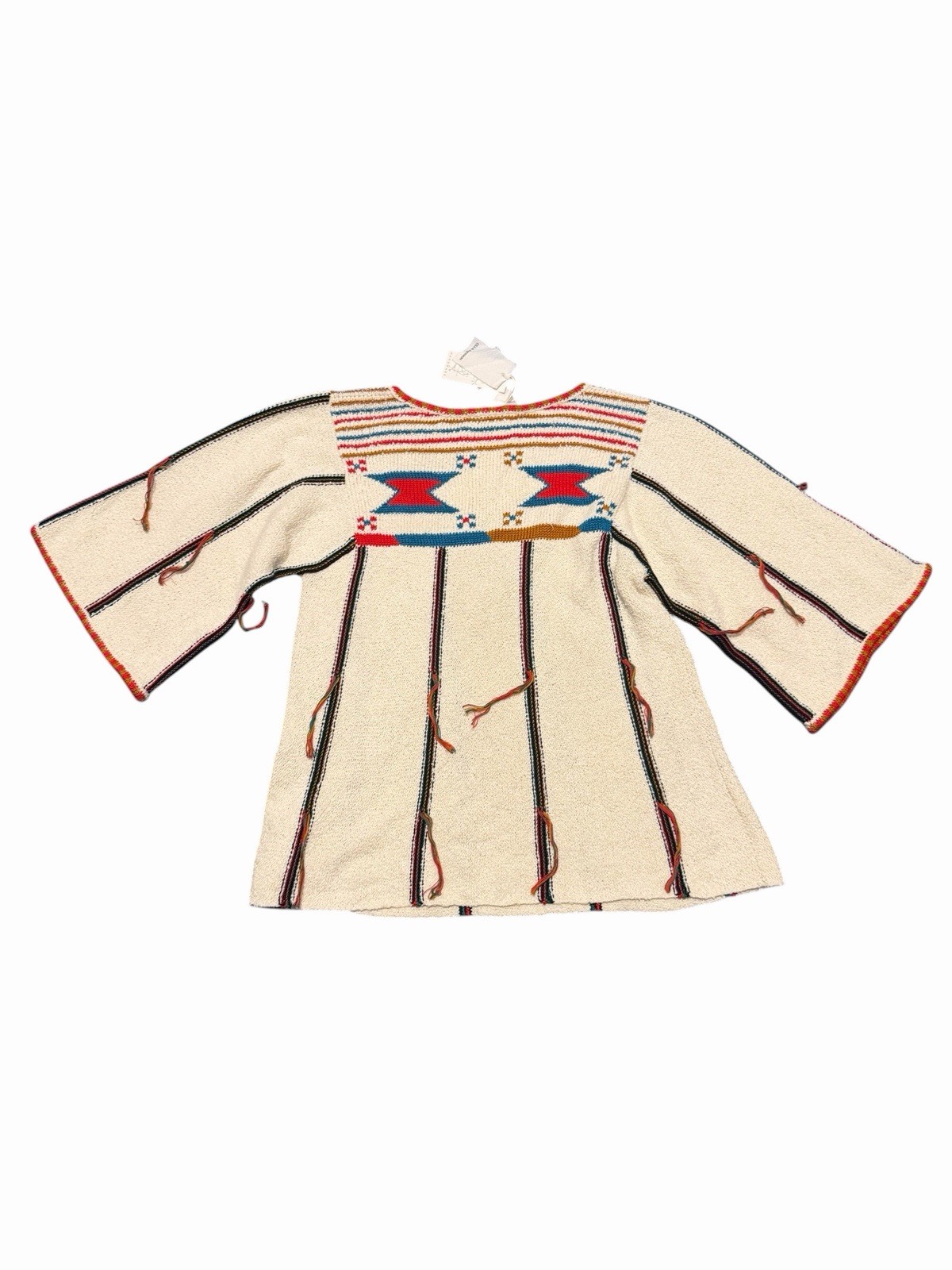 Ulla Johnson Cream Embroidered Boho Dress with Red and Blue Accents.NWT,SZ small