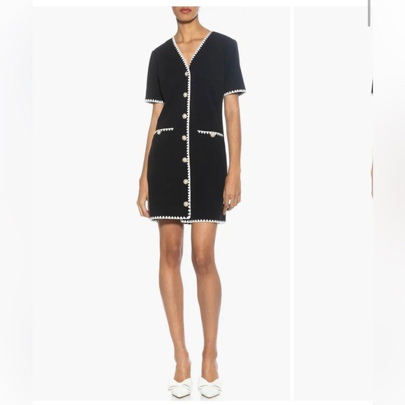 NWT Alexia admor Jaiya Short Sleeve Button Front Dress black sz 4