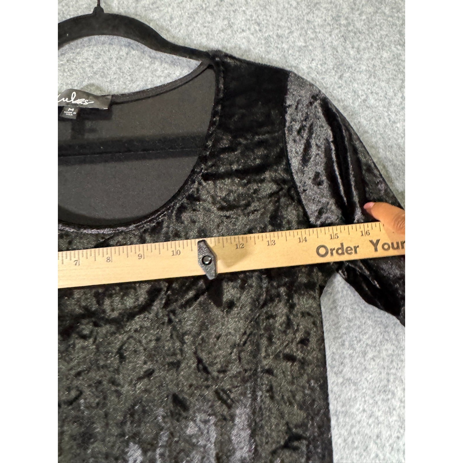 Lulus Black Crushed Velvet Maxi Dress Sheer Mesh Waist Goth Short Sleeve Medium