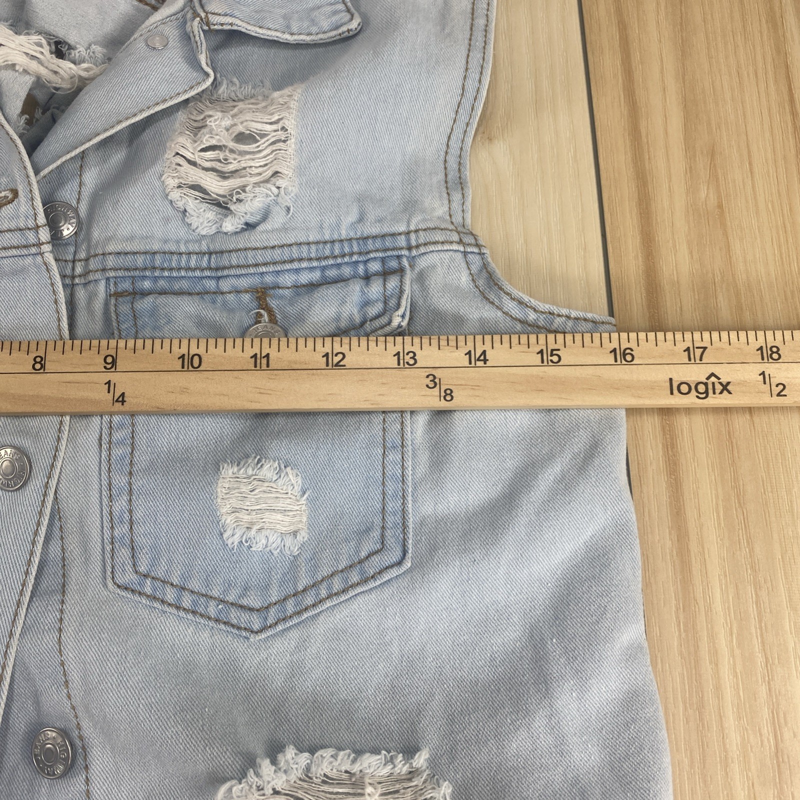Highway Jeans Denim Duster Jacket M Light Wash Blue Button Up Distressed Shacket