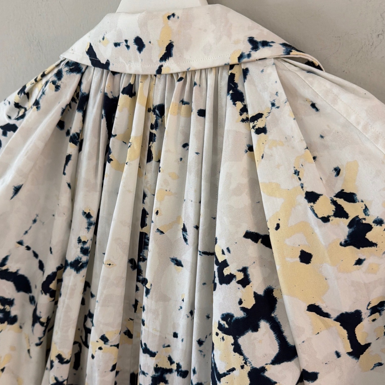3.1 Phillip Lim Womens Large White Abstract Ink Blot Cotton Lantern Shirt Dress