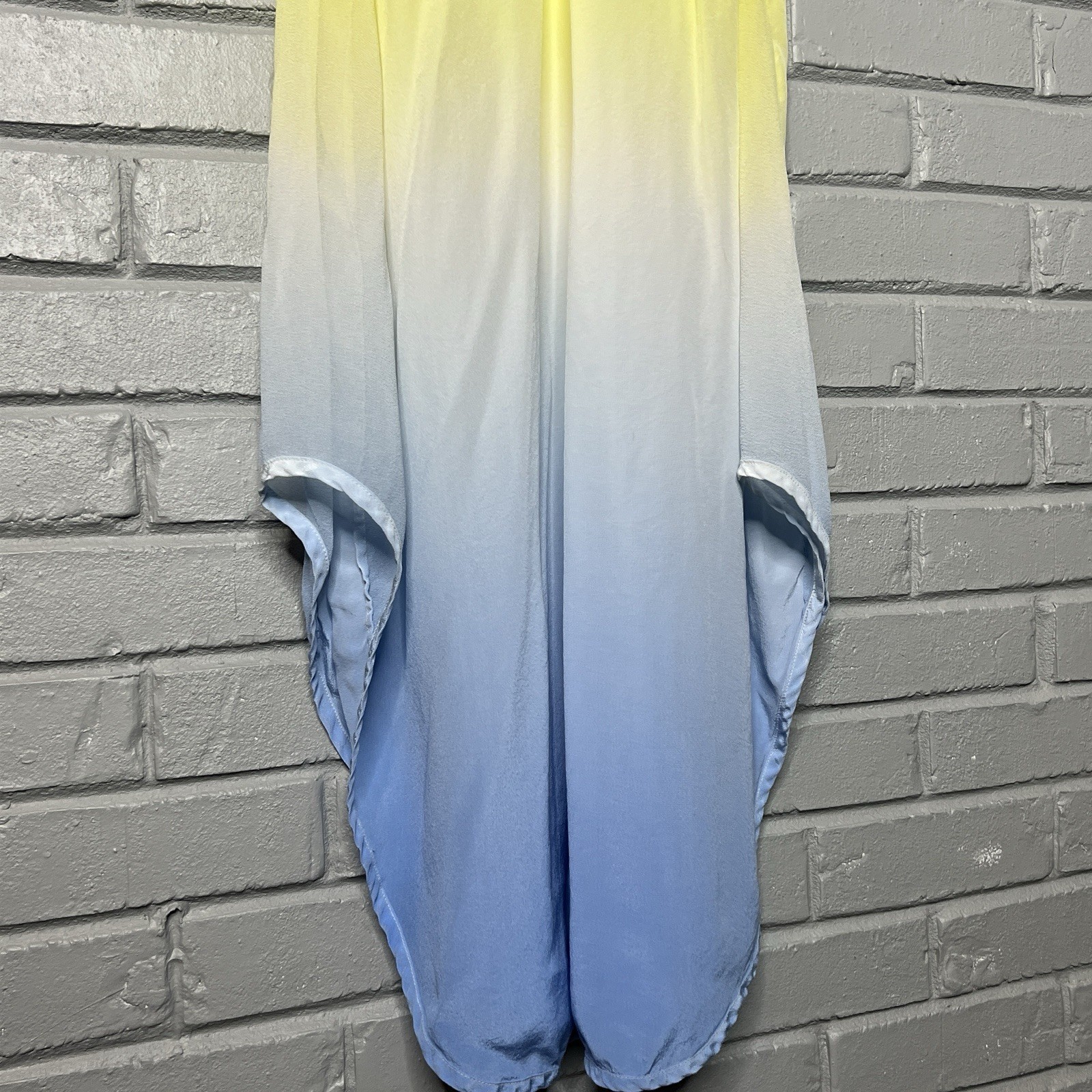 Gypsy 05 Triangle Spaghetti Panel V-Neck Cami Dress in Sky & Lime Size XS