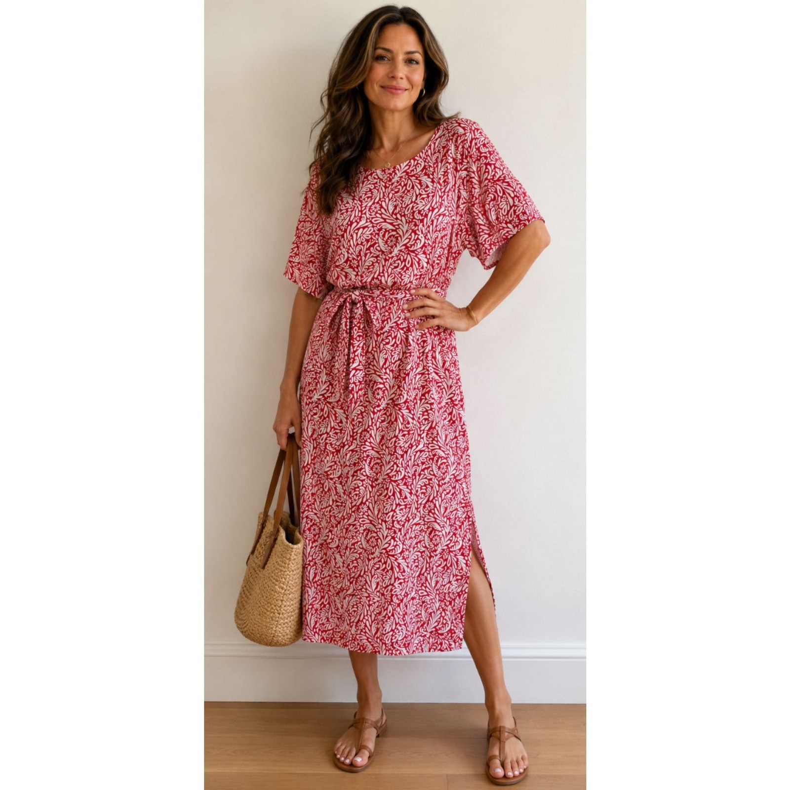 New Croft & Barrow Tie Waist Pocket Midi Dress Women’s Size XL