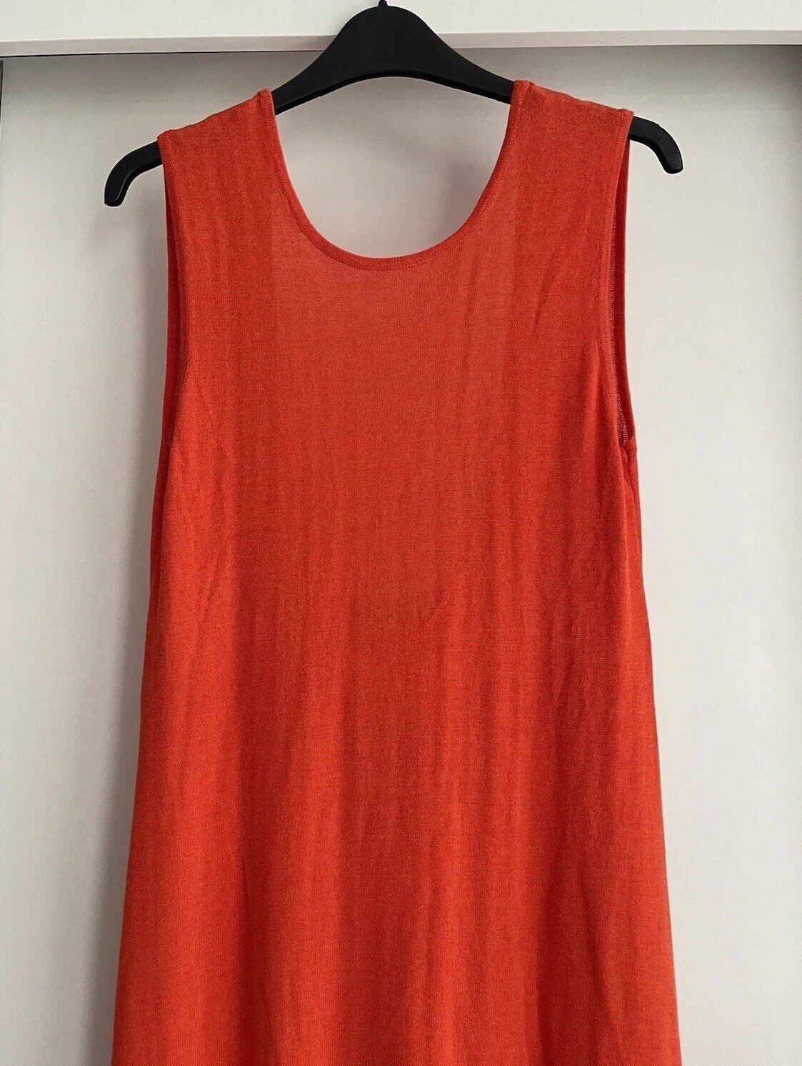 ZARA RED CAROL COTTON BLEND MIDI KNIT DRESS WITH PLUNGING NECKLINE SIZE S BNWT