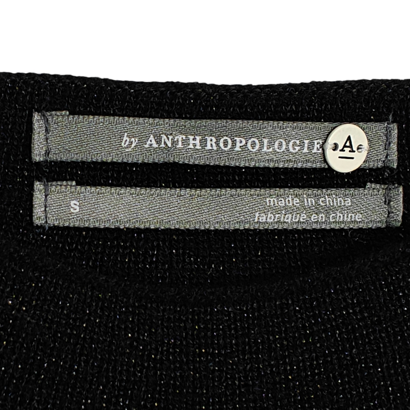Anthropologie Claudette Ruffled Sweater Dress Size Small Black Metallic Tunic