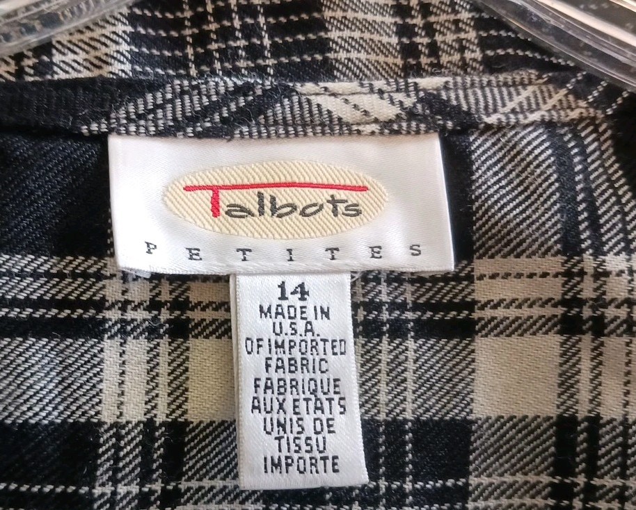 Talbots Jumper sleeveless faux wrap Fringed WOOL Wmn Size 14P CAREER Office