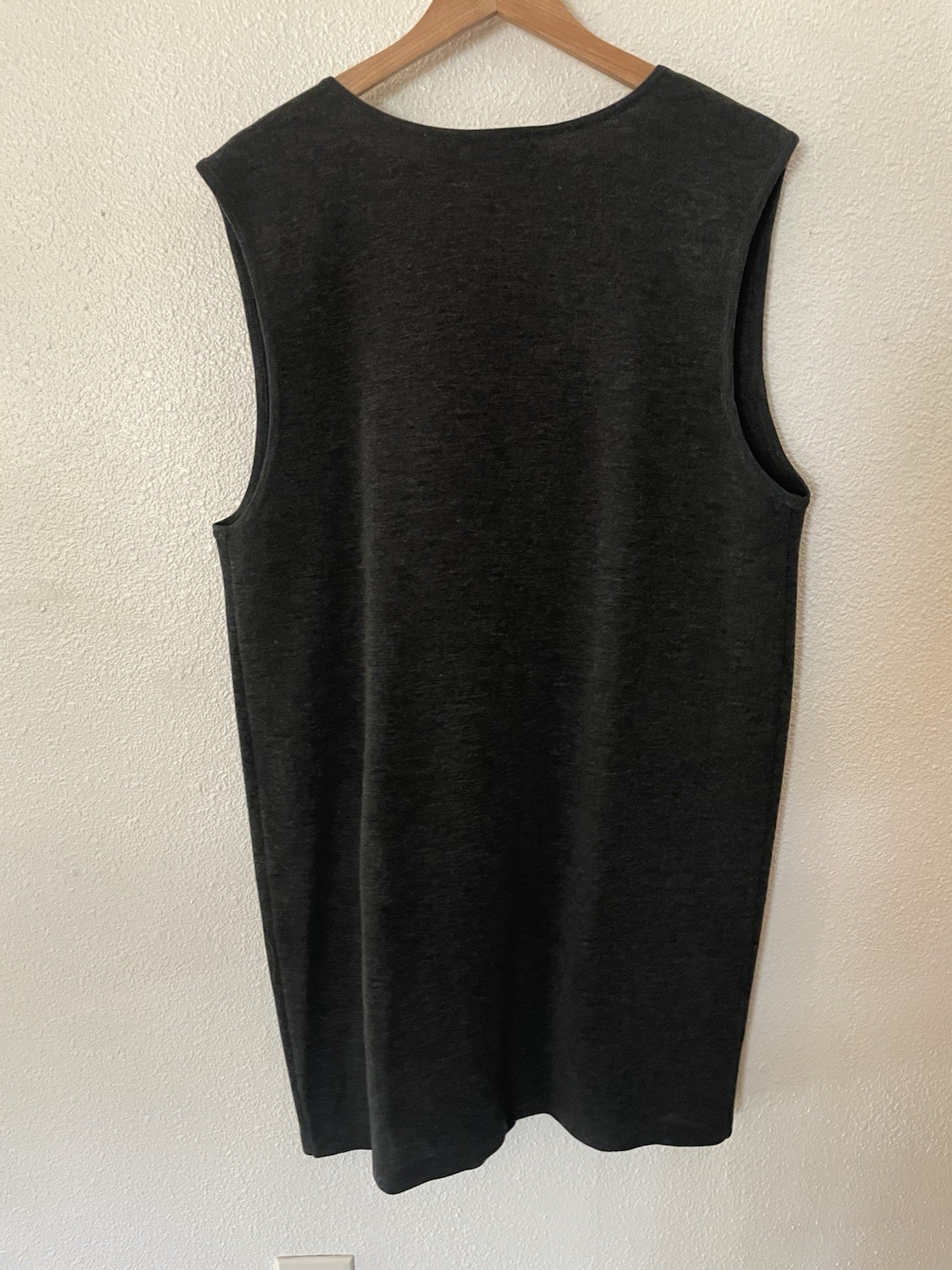 Preview Collection Charcoal Gray Sleeveless Button Front Dress 100 Merino Wool L