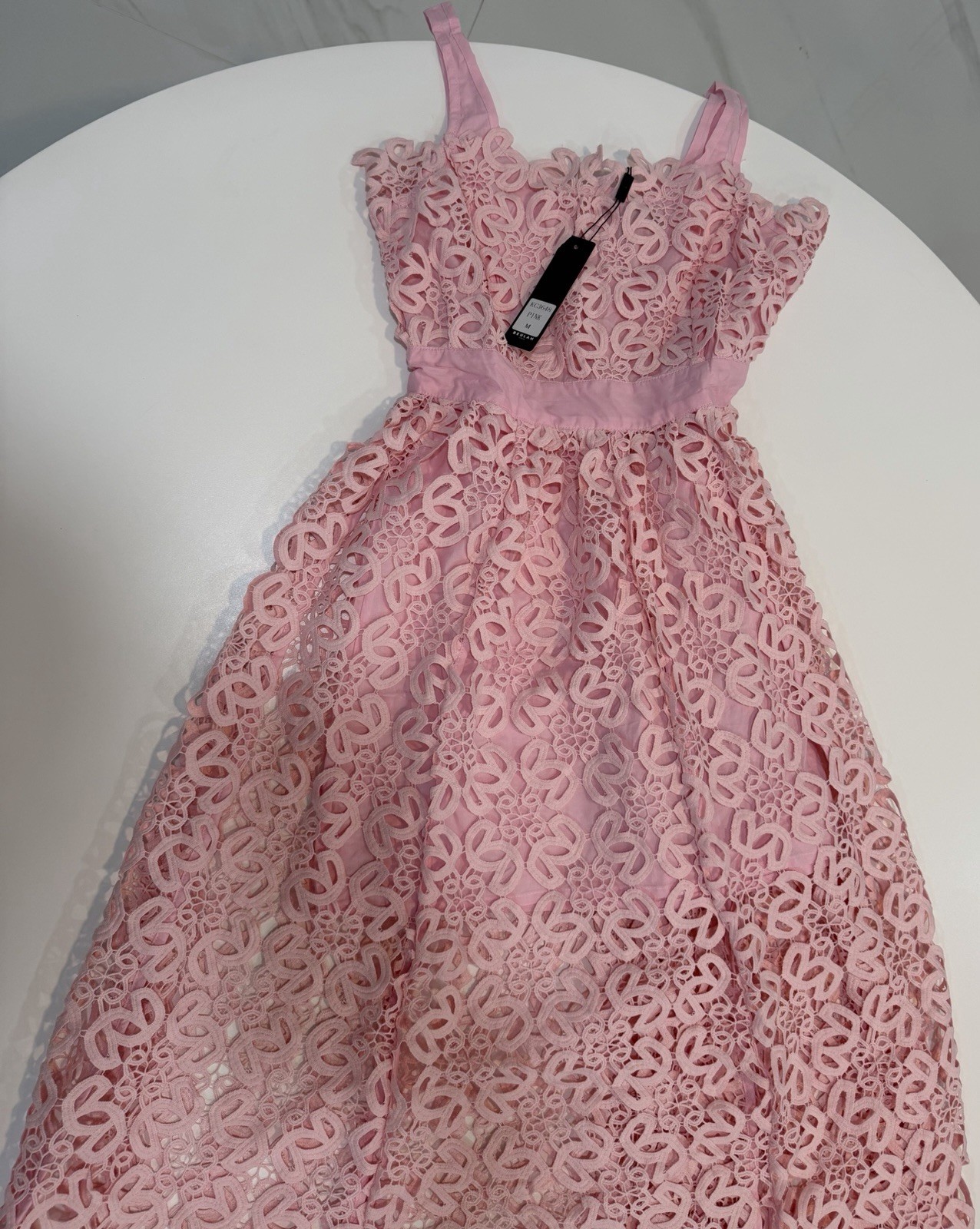 Floral Lace Midi Fit & Flare Square Neck Sleeveless Dress M
